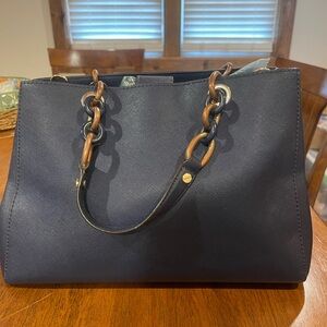 Michael Kors Cynthia Navy Satchel